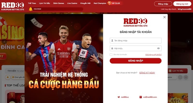 Đăng nhập hệ thống Red88 để rút tiền